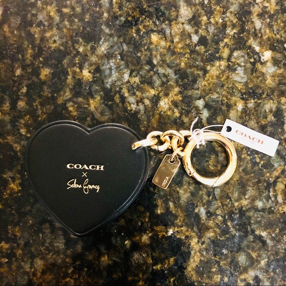 COACH Selena Gomez Black Heart Stars Bag Charm - Picture 2 of 3